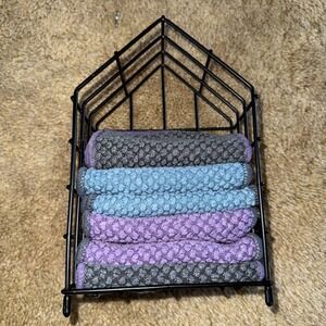 Norwex Counter Cloth House/Holder (6) Cloths Wire Black, NEW NEVER USED